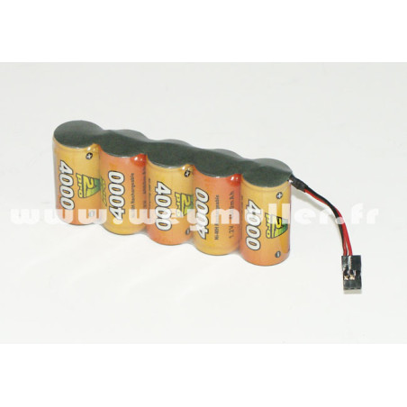 Accu 6V 4000mA Ni-mH prise Graupner / Hitec